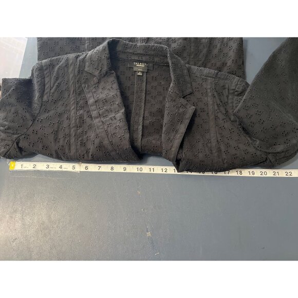 Talbots Womens Black Eyelet Stretch Blazer Jacket Size 12 Business Career Office - Picture 11 of 12